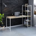 Ver imagem 7 de Escrivaninha Mesa Escritório com Estante 4 Prateleiras Estilo Industrial 150cm Active Yescasa