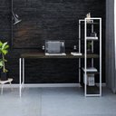 Ver imagem 1 de Escrivaninha Mesa Escritório com Estante Estilo Active 4 Prateleiras 150cm Industrial Yescasa Marrom