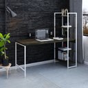 Ver imagem 7 de Escrivaninha Mesa Escritório com Estante Estilo Active 4 Prateleiras 150cm Industrial Yescasa Marrom