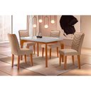 Ver imagem 1 de Conjunto: Mesa Sala Jantar Londrina Tampo Madeirado C/ Vidro Curvo 120x80cm e 4 Cadeiras Londrina
