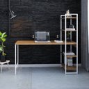 Ver imagem 1 de Escrivaninha Mesa Escritório com Estante Estilo Active 4 Prateleiras 150cm Industrial Yescasa Marrom