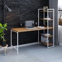 Ver imagem 7 de Escrivaninha Mesa Escritório com Estante 4 Prateleiras Estilo Industrial 150cm Active Yescasa