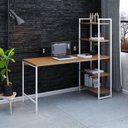 Ver imagem 7 de Escrivaninha Mesa Escritório com Estante Estilo Active 4 Prateleiras 150cm Industrial Yescasa Marrom