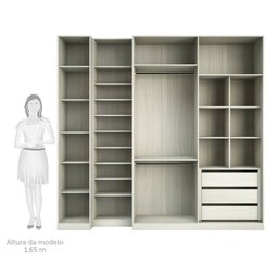 Guarda Roupa Closet sem Portas 3 Peças com Sapateira, 3 Gavetas, 2 Cabideiros Prime Luciane Móveis - 5