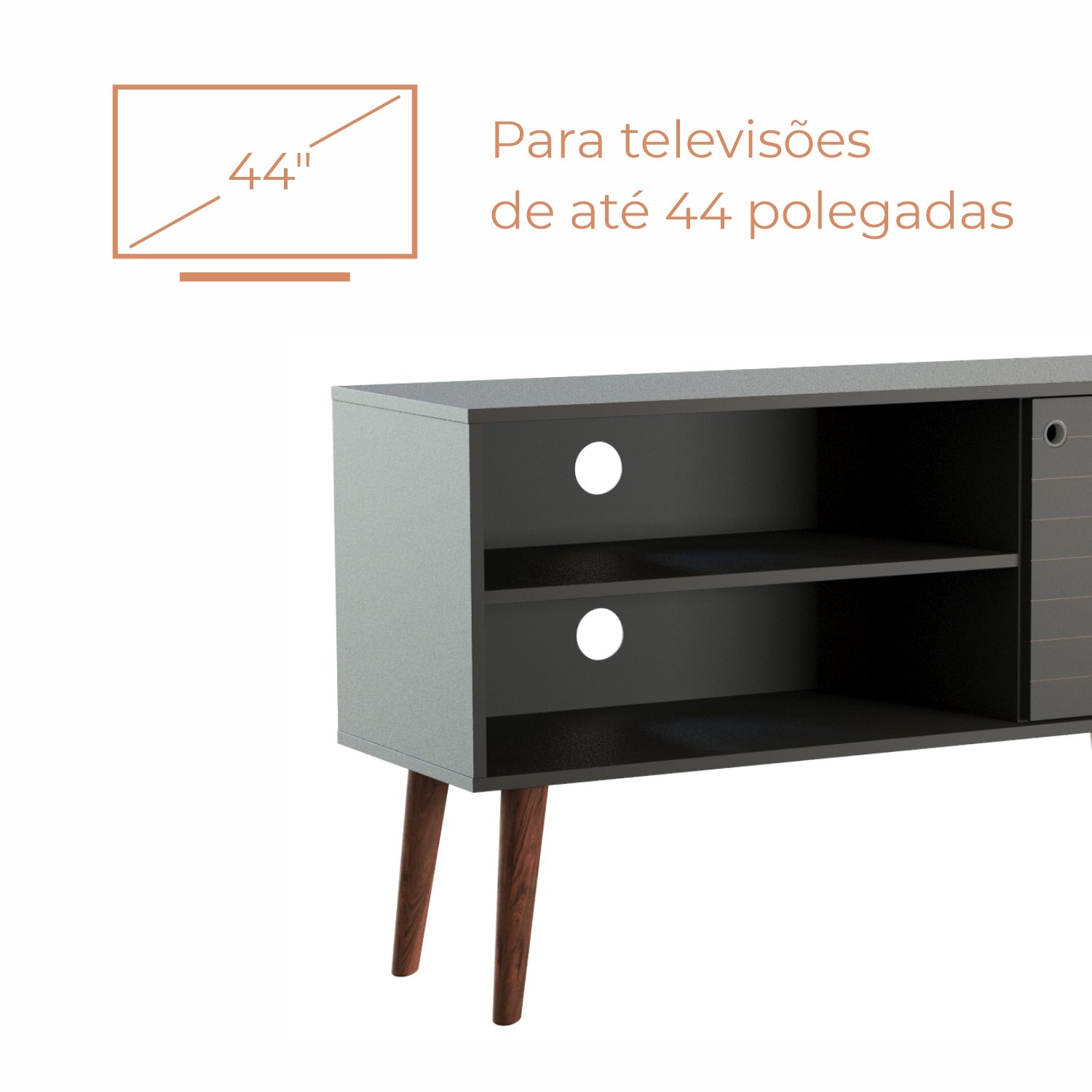 Rack para Tv até 42 Polegadas 1 Porta Sicília - Preto Fosco - 5