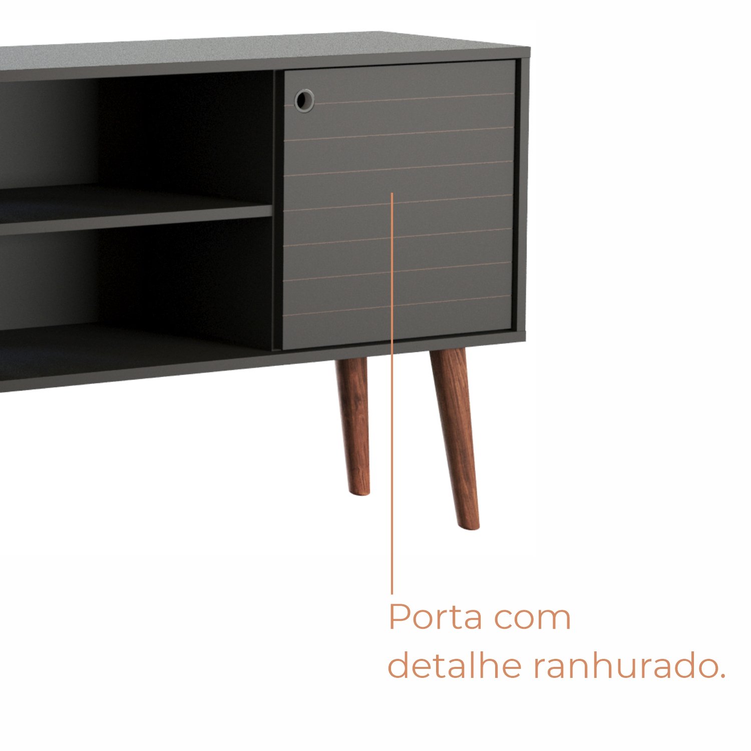 Rack para Tv até 42 Polegadas 1 Porta Sicília - Preto Fosco - 7