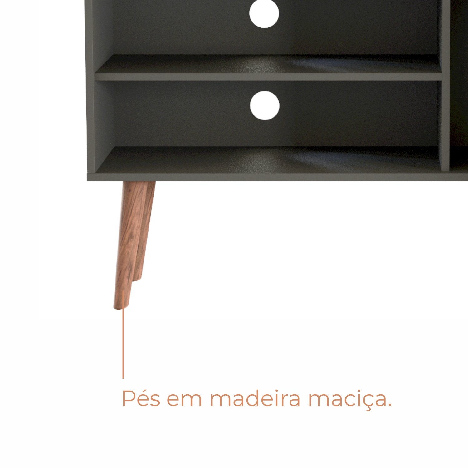 Rack para Tv até 42 Polegadas 1 Porta Sicília - Preto Fosco - 6