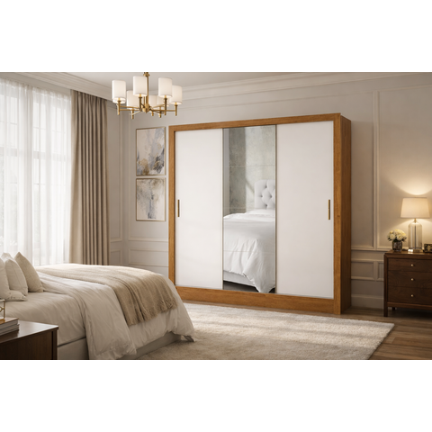 Guarda Roupa com Espelho e 3 Portas Sapphire -grand Line