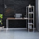 Ver imagem 1 de Escrivaninha Mesa Escritório com Estante Estilo Active 4 Prateleiras 150cm Industrial Yescasa Marrom
