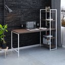 Ver imagem 7 de Escrivaninha Mesa Escritório com Estante Estilo Active 4 Prateleiras 150cm Industrial Yescasa Marrom