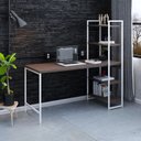 Ver imagem 7 de Escrivaninha Mesa Escritório com Estante 4 Prateleiras Estilo Industrial 150cm Active Yescasa