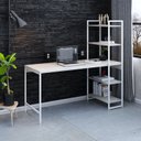 Ver imagem 7 de Escrivaninha Mesa Escritório com Estante Estilo Active 4 Prateleiras 150cm Industrial Yescasa Branco