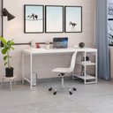 Ver imagem 7 de Escrivaninha Mesa Escritório com Estante Baixa 2 Prateleiras Estilo Industrial 150cm Active Yescasa