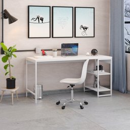 Escrivaninha com Estante Baixa 2 Prateleiras Estilo Industrial 150cm Active Yescasa - 7