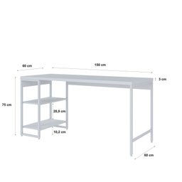 Escrivaninha com Estante Baixa 2 Prateleiras Estilo Industrial 150cm Active Yescasa - 3