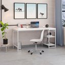 Ver imagem 7 de Escrivaninha Mesa Escritório com Estante Baixa Estilo Active 2 Prateleiras 150cm Industrial Yescasa Branco