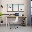 Ver imagem 1 de Escrivaninha Mesa Escritório com Estante Baixa Estilo Active 2 Prateleiras 150cm Industrial Yescasa Marrom