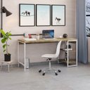 Ver imagem 7 de Escrivaninha Mesa Escritório com Estante Baixa Estilo Active 2 Prateleiras 150cm Industrial Yescasa Marrom