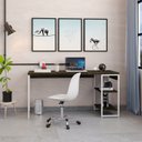 Ver imagem 1 de Escrivaninha Mesa Escritório com Estante Baixa Estilo Active 2 Prateleiras 150cm Industrial Yescasa Marrom