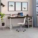 Ver imagem 7 de Escrivaninha Mesa Escritório com Estante Baixa Estilo Active 2 Prateleiras 150cm Industrial Yescasa Marrom