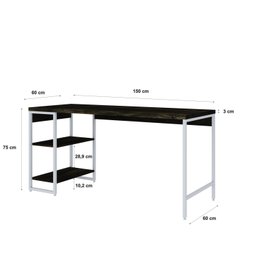 Escrivaninha com Estante Baixa 2 Prateleiras Estilo Industrial 150cm Active Yescasa - 3
