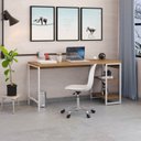 Ver imagem 7 de Escrivaninha Mesa Escritório com Estante Baixa Estilo Active 2 Prateleiras 150cm Industrial Yescasa Marrom