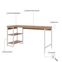 Ver imagem 5 de Escrivaninha Mesa Escritório com Estante Baixa Estilo Active 2 Prateleiras 150cm Industrial Yescasa Marrom