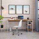 Ver imagem 1 de Escrivaninha Mesa Escritório com Estante Baixa Estilo Active 2 Prateleiras 150cm Industrial Yescasa Marrom