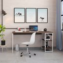 Ver imagem 1 de Escrivaninha Mesa Escritório com Estante Baixa Estilo Active 2 Prateleiras 150cm Industrial Yescasa Marrom