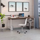 Ver imagem 7 de Escrivaninha Mesa Escritório com Estante Baixa Estilo Active 2 Prateleiras 150cm Industrial Yescasa Marrom