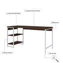 Ver imagem 5 de Escrivaninha Mesa Escritório com Estante Baixa Estilo Active 2 Prateleiras 150cm Industrial Yescasa Marrom