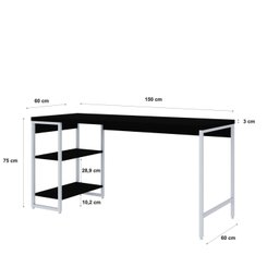 Escrivaninha com Estante Baixa 2 Prateleiras Estilo Industrial 150cm Active Yescasa - 3