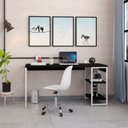 Ver imagem 1 de Escrivaninha Mesa Escritório com Estante Baixa Estilo Active 2 Prateleiras 150cm Industrial Yescasa Preto