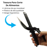 Tesoura para Corte de Alimentos Utensílio de Cozinha Corta Fatia Cortador Legumes Preto - 3