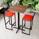 Ver imagem 1 de Conjunto Mesa Alta Bar Bistrô Quadrada Imbuia 2 Banquetas Confort Estofado Don Castro