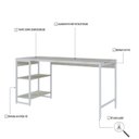 Ver imagem 5 de Escrivaninha Mesa Escritório com Estante Baixa Estilo Active 2 Prateleiras 150cm Industrial Yescasa Branco