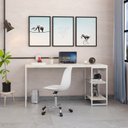 Ver imagem 1 de Escrivaninha Mesa Escritório com Estante Baixa Estilo Active 2 Prateleiras 150cm Industrial Yescasa Branco