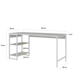 Escrivaninha com Estante Baixa 2 Prateleiras Estilo Industrial 150cm Active Yescasa - 3