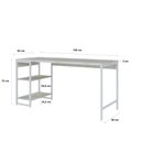 Ver imagem 3 de Escrivaninha Mesa Escritório com Estante Baixa Estilo Active 2 Prateleiras 150cm Industrial Yescasa Branco