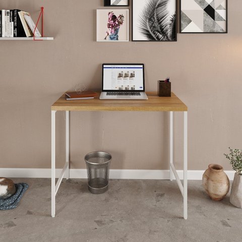 Escrivaninha Mesa Escritório Estilo Active 90cm Industrial Yescasa Marrom