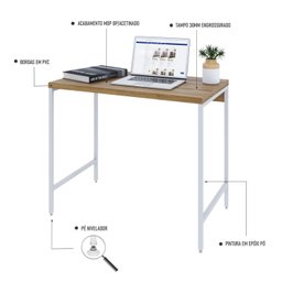 Escrivaninha Estilo Industrial 90cm Active Yescasa - 5