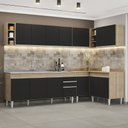 Ver imagem 2 de Armário de Cozinha Modulado de Canto 7 Peças Cp36 com Pia Inox Castanho/preto - Lumil Lumil Móveis