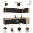 Ver imagem 3 de Armário de Cozinha Modulado de Canto 7 Peças Cp36 com Pia Inox Castanho/preto - Lumil Lumil Móveis
