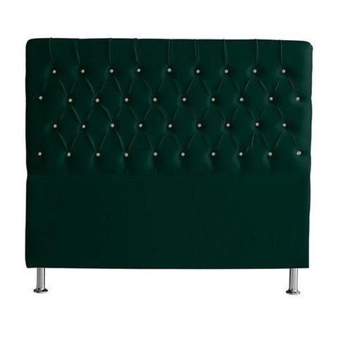 Cabeceira de Cama Box Bella Casal 140 Cm Suede Botão Cristal Verde Eli Móveis e Decoração