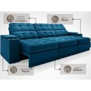 Ver imagem 3 de Sofá com Porta Copos e Carregador Usb Eureka 2,30m Assento Retrátil e Reclinável Velosuede Royal