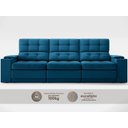 Ver imagem 4 de Sofá com Porta Copos e Carregador Usb Eureka 2,30m Assento Retrátil e Reclinável Velosuede Royal