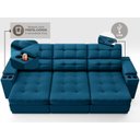 Ver imagem 5 de Sofá com Porta Copos e Carregador Usb Eureka 2,30m Assento Retrátil e Reclinável Velosuede Royal