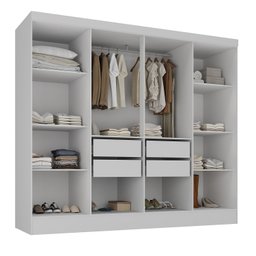 Closet Casal 100% MDF 4 Gavetas Jatobá Yescasa Branco - 2 Closet Casal 100% MDF 4 Gavetas Jatobá Yescasa Branco - 2