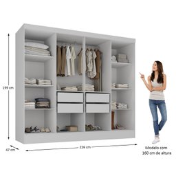Closet Casal 100% MDF 4 Gavetas Jatobá Yescasa Branco - 5 Closet Casal 100% MDF 4 Gavetas Jatobá Yescasa Branco - 5