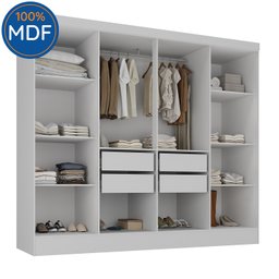 Closet Casal 100% MDF 4 Gavetas Jatobá Yescasa Branco - 6 Closet Casal 100% MDF 4 Gavetas Jatobá Yescasa Branco - 6